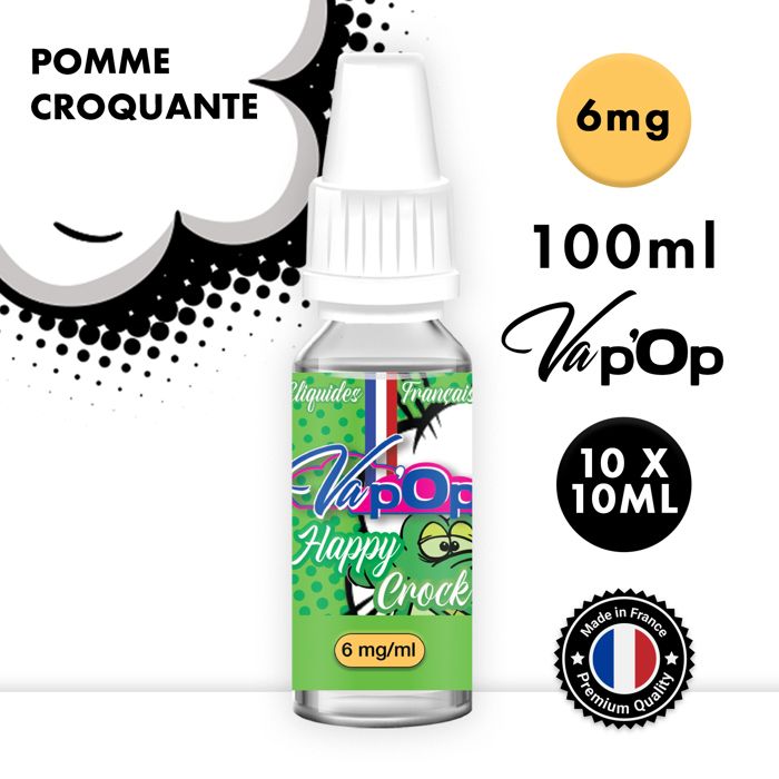 E-liquide Cigarette Électronique POMME VERTE 6mg – 10x10ml – 70/30 PGVG –  Made in France – Vap'Op