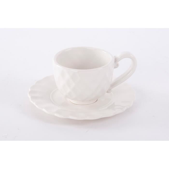 Tasse Cafe Soucoupe En Ceramique Blanche Cdiscount Maison