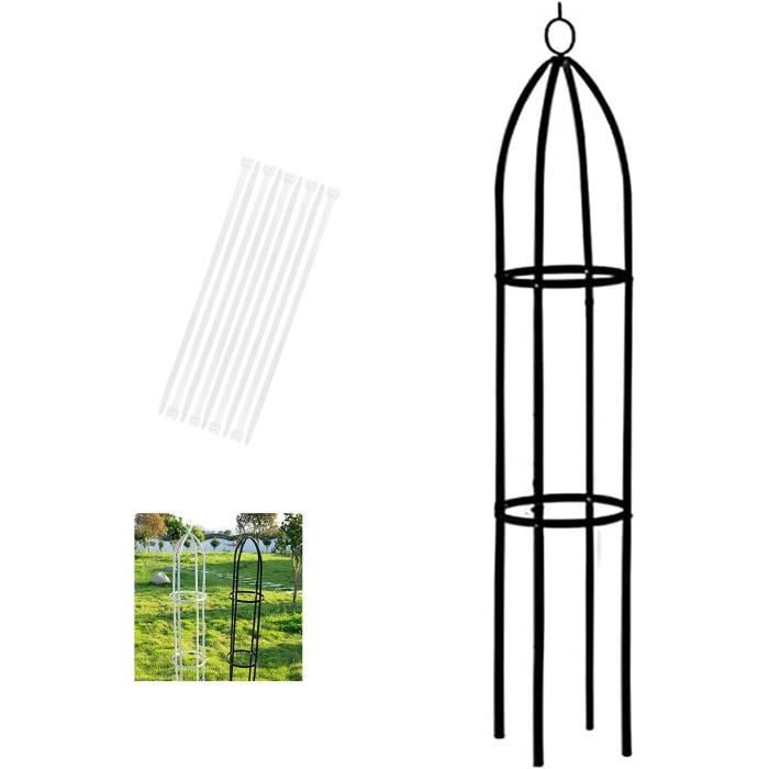 6 Obélisques Jardin Relaxdays 200cm - Tuteur Métal Pour Rosiers/plantes Grimpantes - Vert - Résistant Intempéries