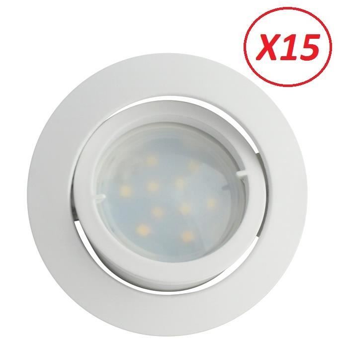 Lot De 15 Spot Led Encastrable Complete Blanc Orientable Lumiere Blanc Neutre Eq 50w Ref 888 Achat Vente Lot De 15 Spot Led Cdiscount