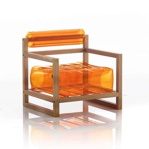 fauteuil design yoko wood orange cristal cadre bois 70x62x70 orange