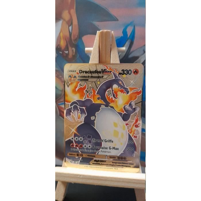 Carte Pokémon rare Personalisé - Dracaufeu Vmax shiny Métal doré -  Shadowless Charizard Vmax carte française cadeau anniversaire - Cdiscount  Jeux - Jouets
