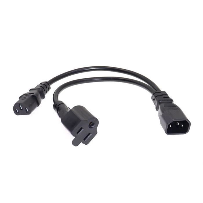 Câble D'Alimentation Séparateur En Y - IEC320-C14 Vers 2x C13 - 350 Mm - Noir - Neuf