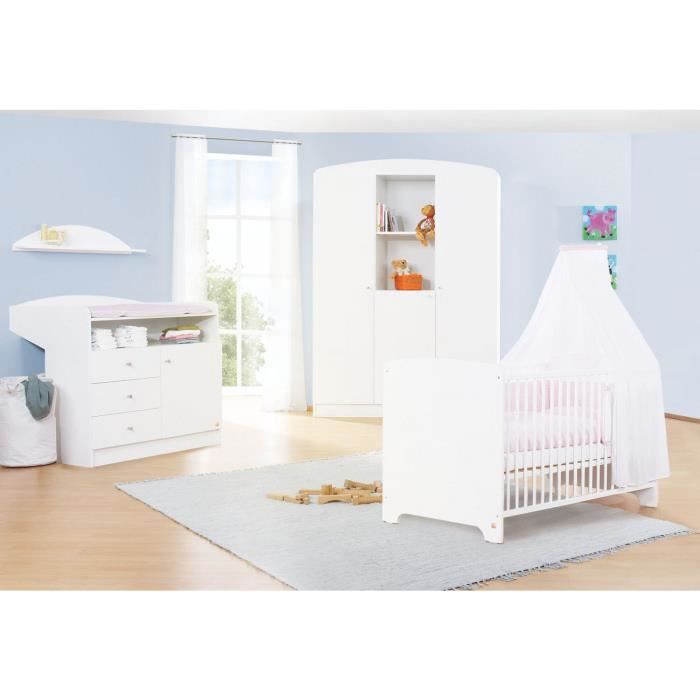 Set De 3 Pieces Pour Chambre Bebe Avec Lit Evolutif 140x70 Cm Commode A Langer Et Armoire 3 Portes Coloris Blanc Cdiscount Puericulture Eveil Bebe