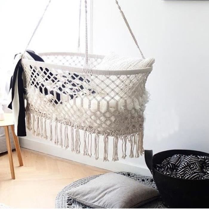 Here There Berceau Suspendu Hamac Pour Bebe Fille Garcon Pur Coton Tricoter Lit De Ne Bebe 90 X 55x 34 Cm No 2 Cdiscount Puericulture Eveil Bebe