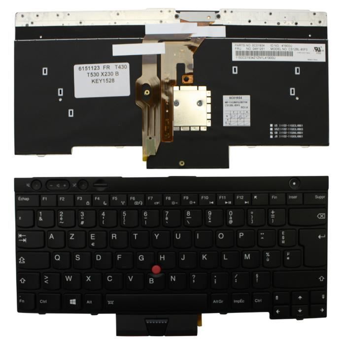 Touche De Clavier Noire UK De Remplacement Pour IBM Lenovo T60 - Référence 42T3201