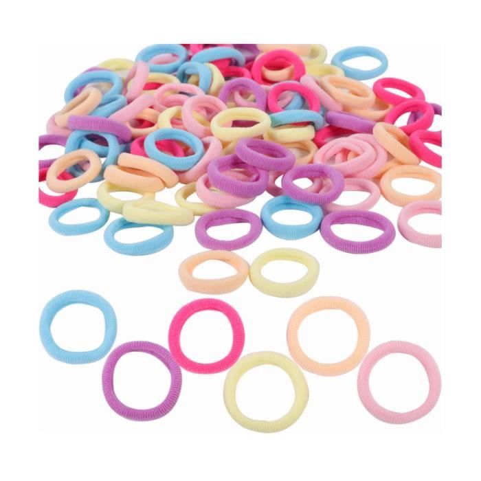Lot De 100 élastiques à Cheveux Multicolores - Chouchous Pour Fille - Neuf Avec étiquettes