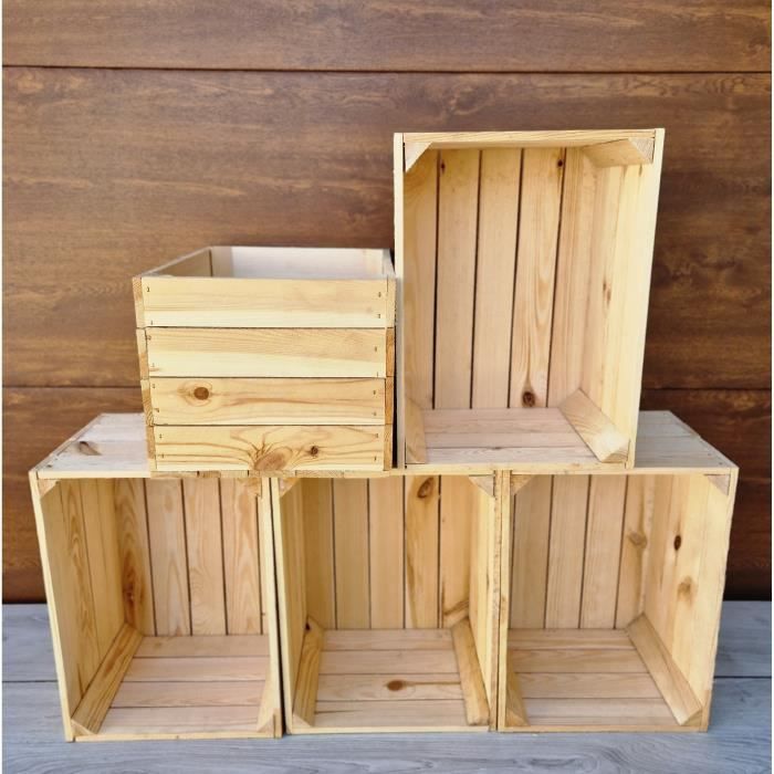 PYXIDAS Lot de 2 Caisses en bois pour le stockage, l'organisation et la décoration intérieure