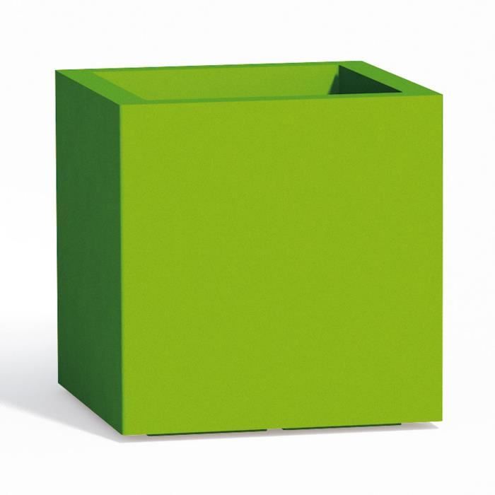 Pot De Fleurs Cube En Resine Carre H40 Vert 40x40cm Achat