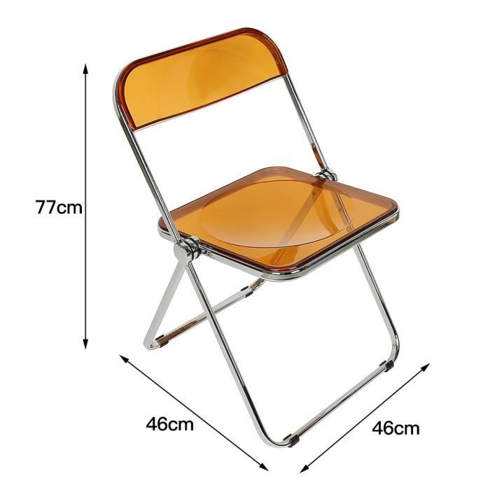chaises transparentes jaunes pliante dossier acrylique chaises pour salle a maner tabouret fauteuil de loisir bureau 46*46*75 cm
