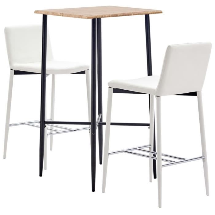 IDMarket Table Haute Bistrot Karl 2 Personnes – Blanc & Chrome, 3 Étagères, Mange-Debout Gain De Place 110 Cm