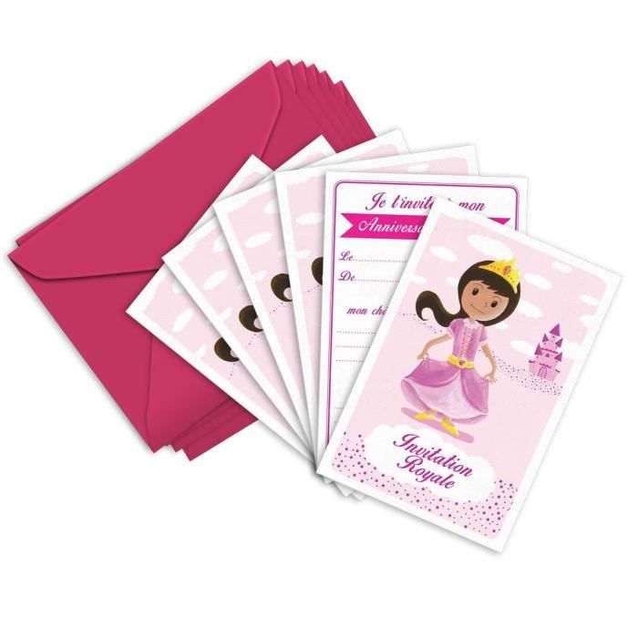 6 Cartes Invitation Et Enveloppes Anniversaire Theme Princesse Roserose La Princesse En Francais Cdiscount Beaux Arts Et Loisirs Creatifs