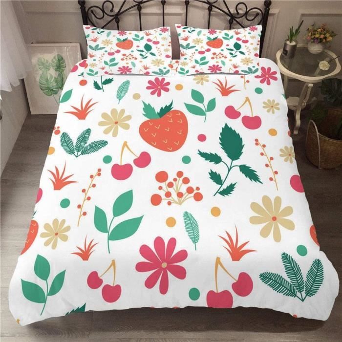 Parure De Lit 3 Pièces Motif Arbre Naturel - Housse De Couette 220x240 Cm + 2 Taies - Microfibre 110 G/m², Fermeture éclair