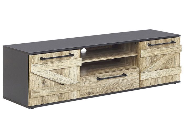 Meuble TV noir et bois clair SALTER Meuble TV noir et bois clair SALTER