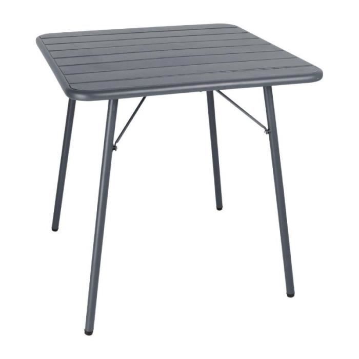 table de jardin carrée pliante en acier bolero 70cm grise
