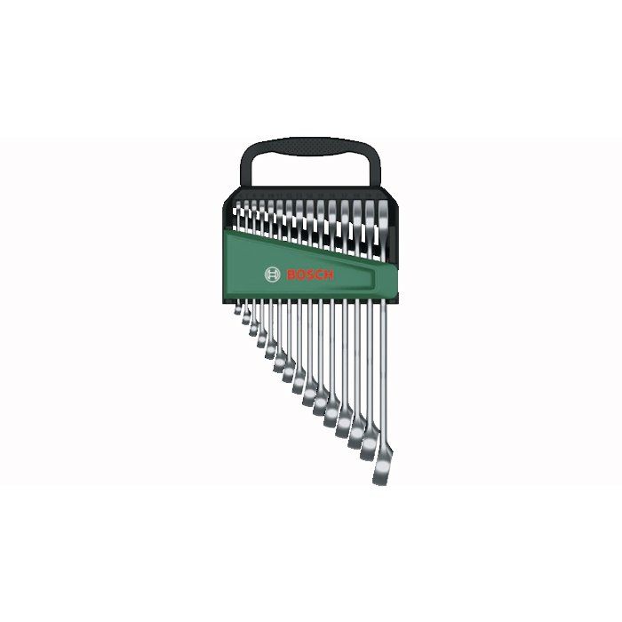 Bosch Set de 15 clés mixtes clés plates robustes universelles métrique 6 21 mm design ergonomique