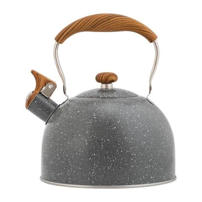 Bouilloire à Thé En Acier Inoxydable 3,5 L Forme Citrouille Avec Sifflet – Noire, Idéale Pour Induction Et Gaz