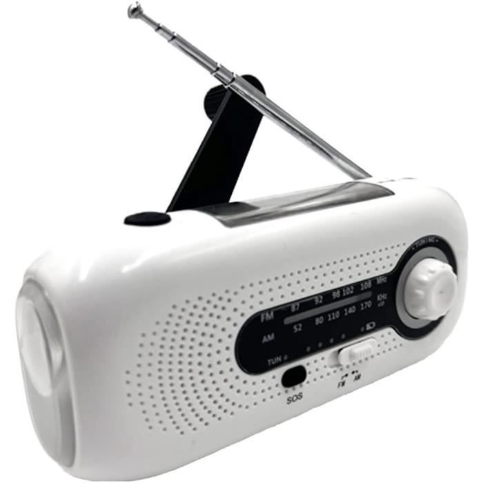 Radio Solaire Multifonction D'urgence - Lampe Torche LED, Manivelle, Recharge Solaire, Chargeur USB Pour Téléphone