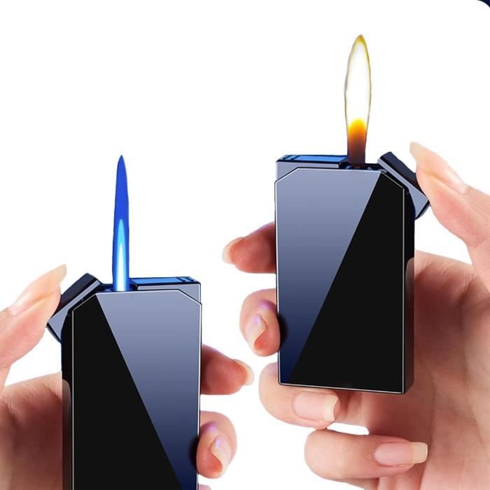 Briquet Tempête Double Flamme Rechargeable USB-C - Jet De Flamme Réglable - Pour Camping, Barbecue, Bougies - Noir - 3