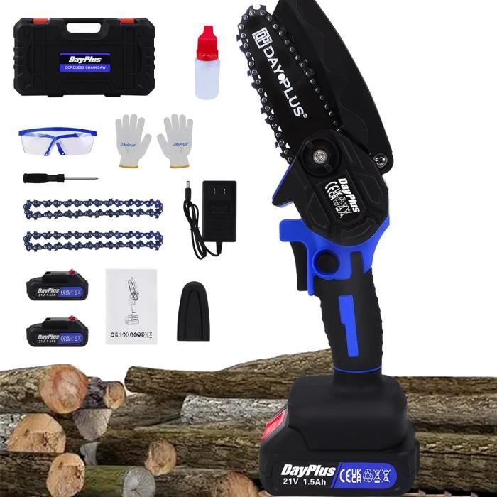 Mini Tronçonneuse À Batterie 6 Pouces, Tronçonneuse Électrique Avec 2