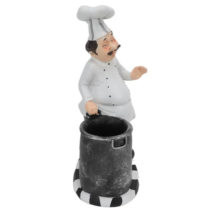 Ancienne Statue De Chef Cuisinier Français Sur Planche à Roulettes - Figurine Artisanale Pour Déco Restaurant