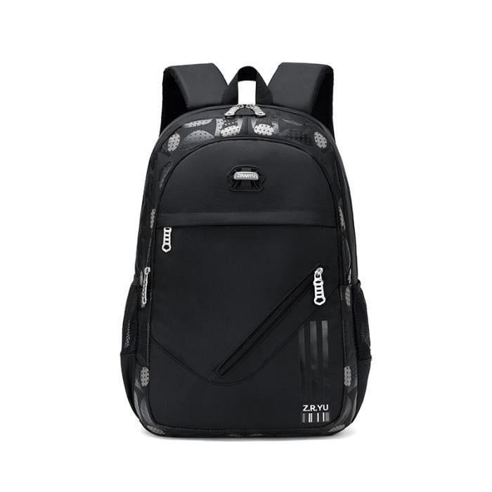 FANDARE Sac à Dos Scolaire Garçons Filles – Cartable Ado Primaire Imperméable Nylon Léger, Compartiment Ordinateur, Noir Décompression
