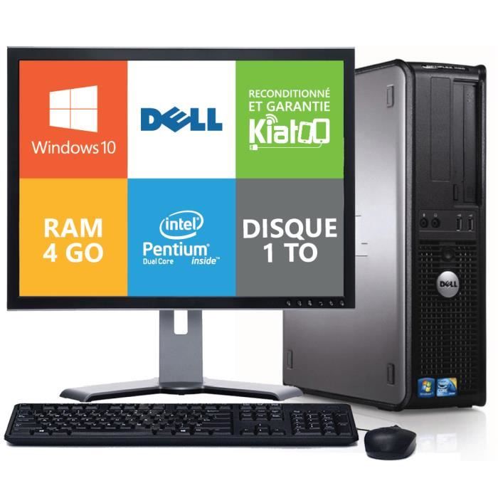 DELL - Optiplex 760 - Dual Core - RAM 4Go - Stockage 1To HDD - 19 pouces - Windows 10 - Reconditionné Reconditionné - Dell reconditionné disponible sur Cdiscount Seconde Vie