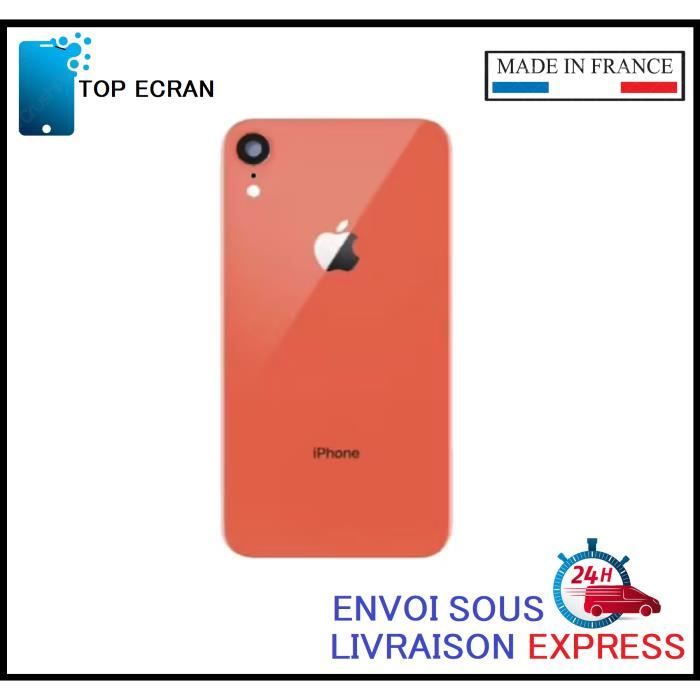 Vitre arrière pour Iphone XR rose avec LOGO et Adhesif