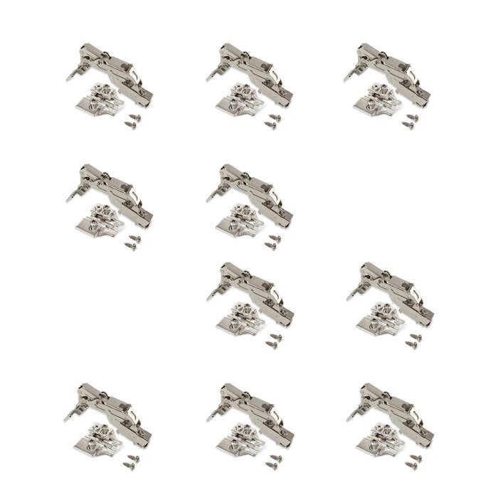 Emuca Lot de 10 charnières X91 pour montage rentrant 165 degrés avec fermeture souple à fermeture amortie et cales Euro hauteur 0 Emuca Lot de 10 charnières X91 pour montage rentrant 165 degrés avec fermeture souple à fermeture amortie et cales Euro hauteur 0