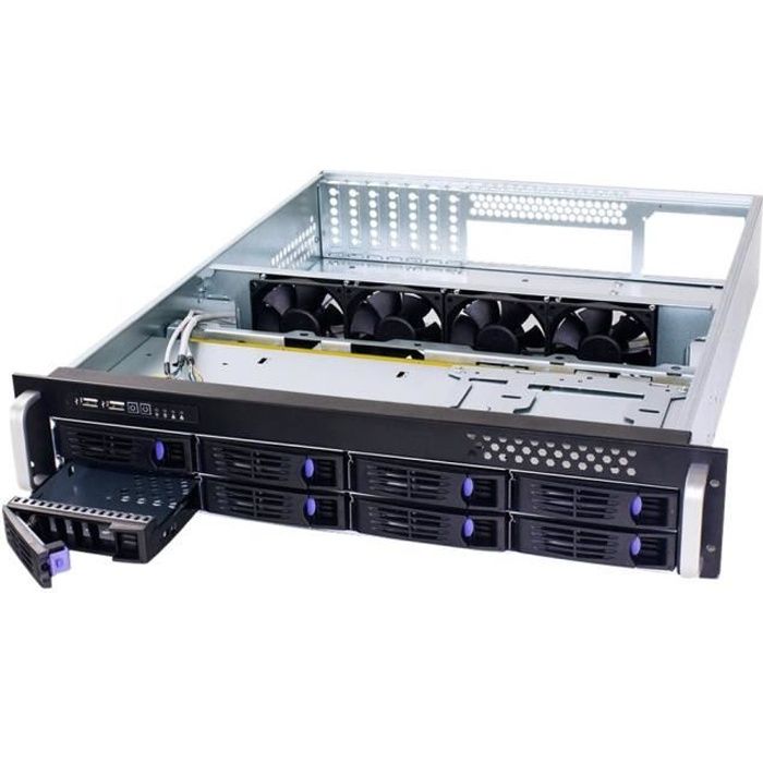 Rack-montable 2U - FANTEC - SRC-2080X07 - Aluminium anodisé noir - SATA ...