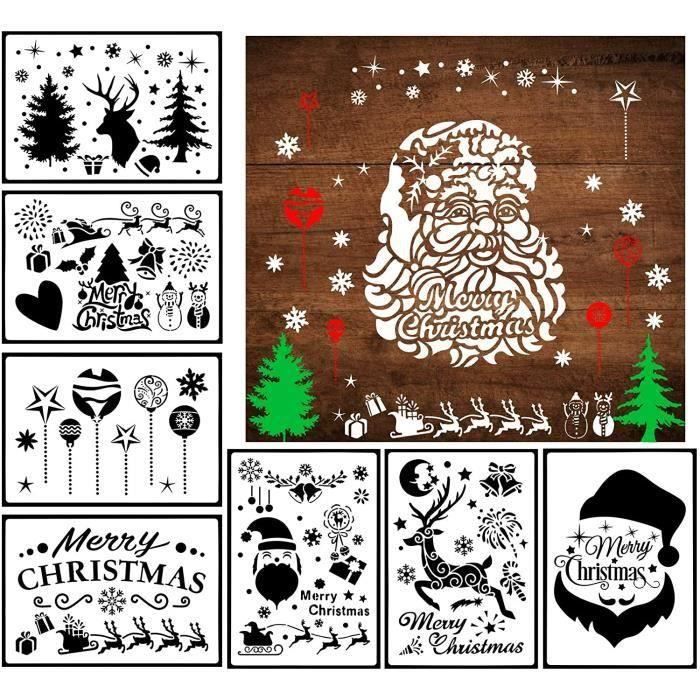 TBSCWYF 16pcs pochoirs Noel Noël Pochoir Kit Pochoir en Plastique Noël Peinture Pochoirs Pochoir Dessin Noel pochoirs Noel Enfant Pochoir Noel réutilisable Cadeaux de Noël pour Les Enfants (B