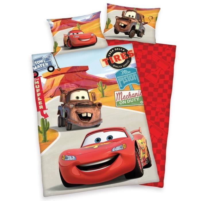 disney cars enfants housse de couette taie reversible 40 60 x 100 135 cm cdiscount maison