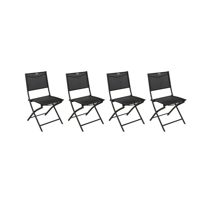 Lot de 4 Chaises de jardin pliante métal Modula Gris Anthracite / Graphite - Hesperide Lot de 4 Chaises de jardin pliante métal Modula Gris Anthracite / Graphite - Hesperide