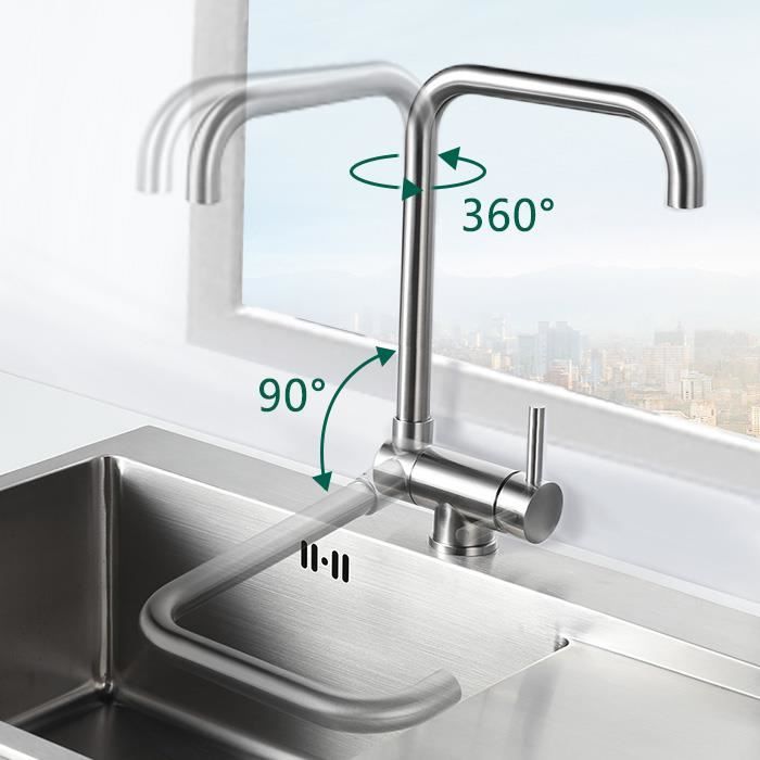 mitigeur d evier rabattable robinetterie cuisine brosse bec rotatif 360 robinet de cuisine repliable pour evier contre fenetre cdiscount bricolage
