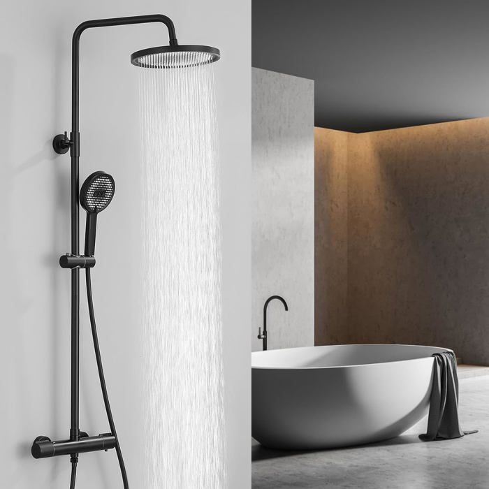 ensemble salle de bain bois et noir cdiscount