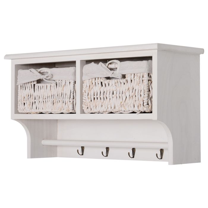 Meuble Blanc Avec Panier Osier Achat Vente Pas Cher
