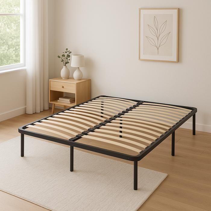 Sommier Provence Literie Sommier 180x200 cm - Jacky - Solide et Confortable x 29 cm - Cadre à lattes + 6 pieds en métal - Épaisseur métal 1,2 mm - 14 lattes en 9 mm Sommier Provence Literie Sommier 180x200 cm - Jacky - Solide et Confortable x 29 cm - Cadre à lattes + 6 pieds en métal - Épaisseur métal 1,2 mm - 14 lattes en 9 mm