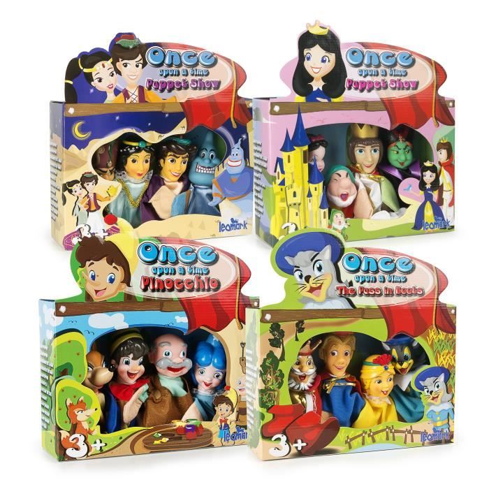 ensemble de 16 marionnettes colorées 4 contes de fées leomark - mixte - idéal pour les jeux de rôle