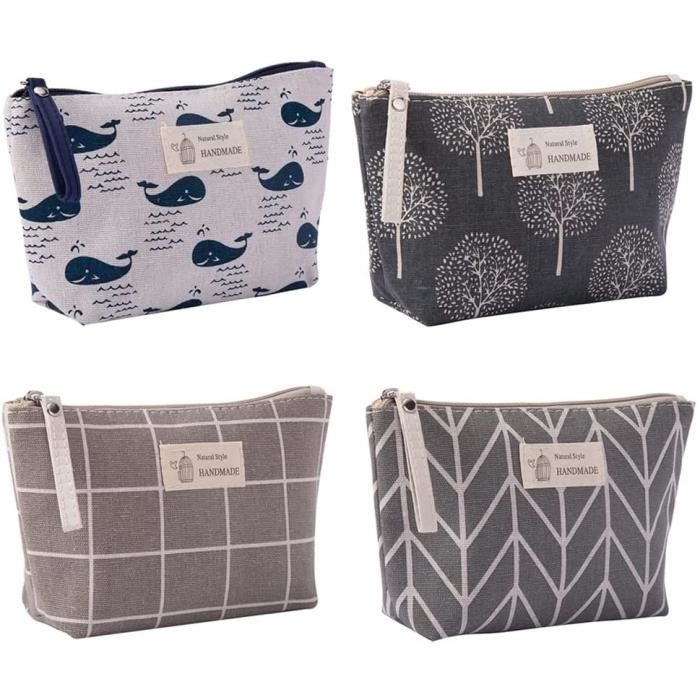 Trousse De Toilette Femme Voyage 4 Pieces Pochette Tissu Zippee A Maquillage Cdiscount Bagagerie Maroquinerie