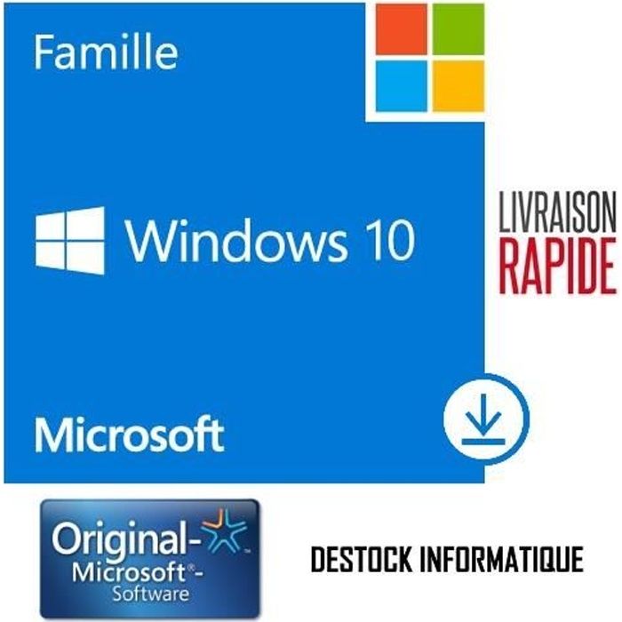 Licence Windows 10 Pro 64 bits FR - Bon Comptoir