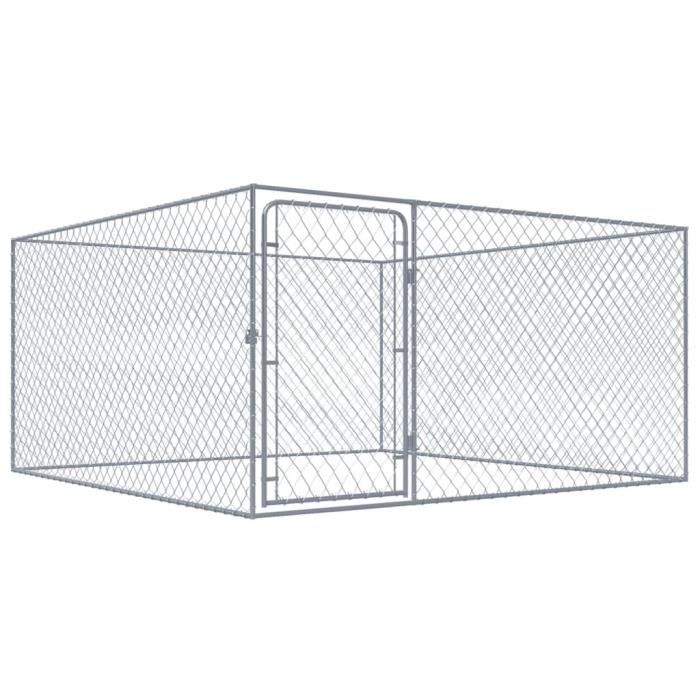 Chenil extérieur pour chiens Acier galvanisé 2x2x1 m Mothinessto LY1958