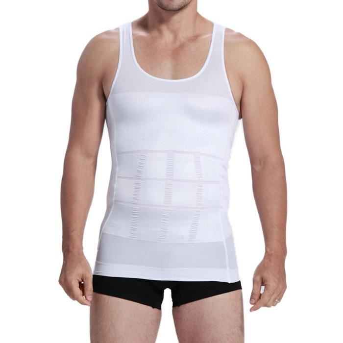 Débardeur Homme Gilet Gaine Ventre Minceur Fitn... Blanc Blanc