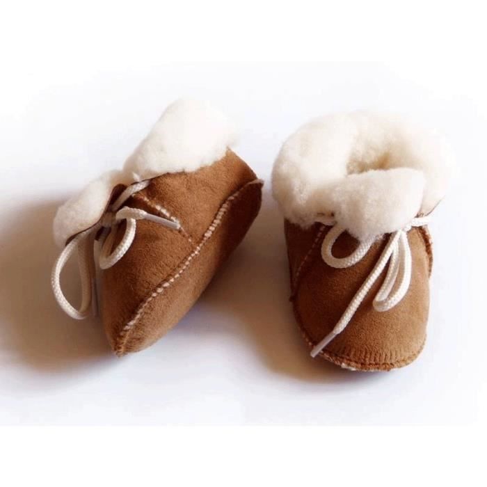 Chaussons Bebe Camel Fourres Peau De Mouton Tannage Naturel Camel Cdiscount