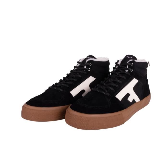 Faguo Baskets coton suède Faguo Walnut Mid - Homme - Noir - Textile - Plat - Lacets