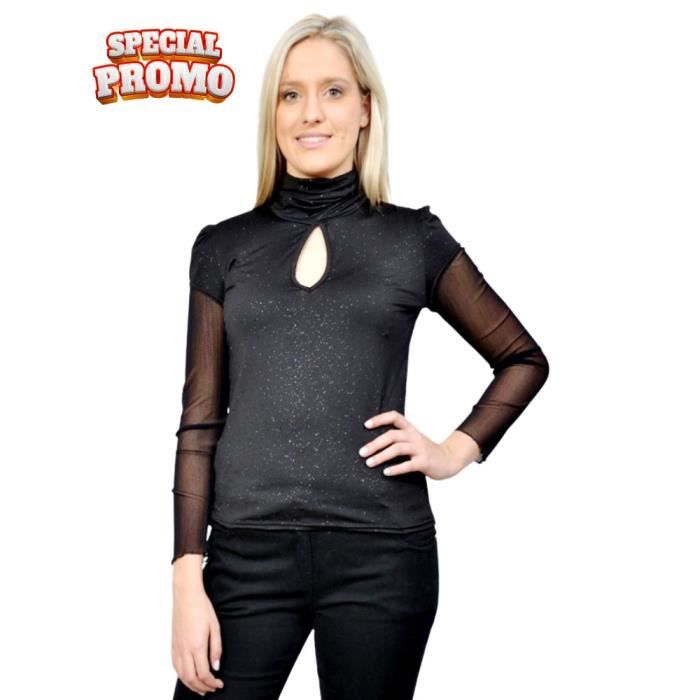 Sweat-shirt Court à Manches Longues En Résille Avec Capuche Pour Femme - Noir, Taille M