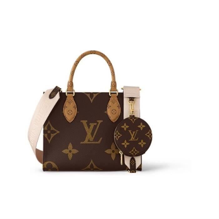 Sac Louis Vuitton OnTheGo PM Monogram Reverse Cuir Brun et Blanc Fermeture Zip Brun Cdiscount Chaussures
