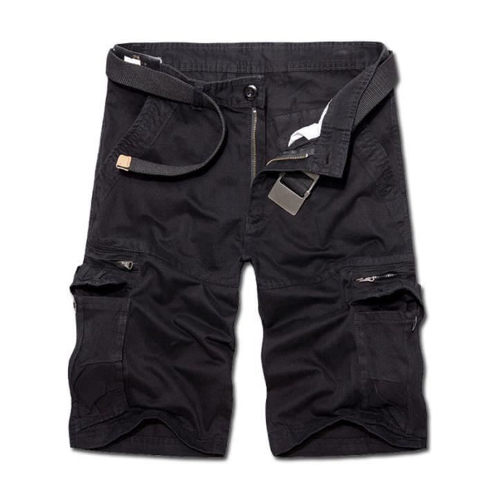 Onsoyours Bermuda Cargo Homme 3/4 Coton – Short Mult Poches Taille Élastique, Short Sport Été Décontracté, Style Casual Streetwear