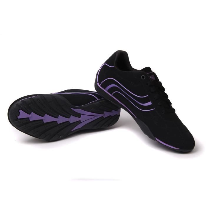 Baskets Basses Femmes Lonsdale Camden Noir violet Lacets Haute qualite Noir violet Cdiscount Chaussures