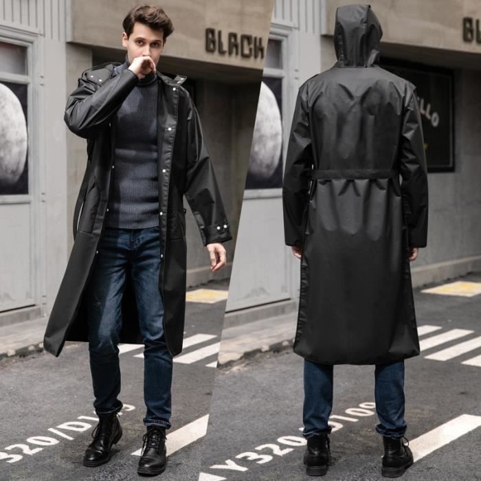 Trench Manteau impermeable Long pour hommes et femmes impermeable surdimensionne impermeable Trench Coat a capuche Type Black Blanc Cdiscount Pret a Porter