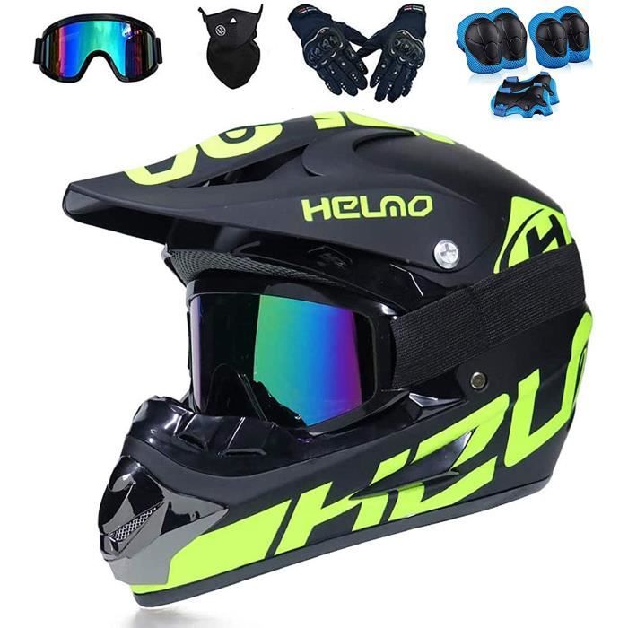 Jeunesse Enfants Casque De Motocross, Avec Lunettes Gants